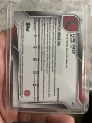 2025 Topps Bowman University Chrome Luke Hasz #61 Gold Refractor Ole Miss /350
