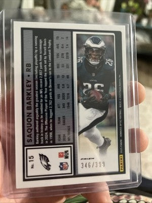Panini 2025 Donruss Optic Saquon Barkley #15 Aqua Prizm /399 Eagles