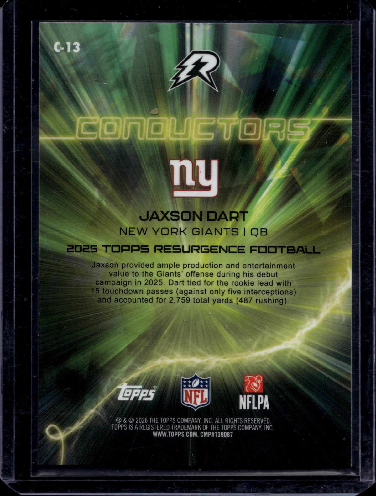Topps 2025 Topps Resurgence Jaxson Dart #C-13 Conductors