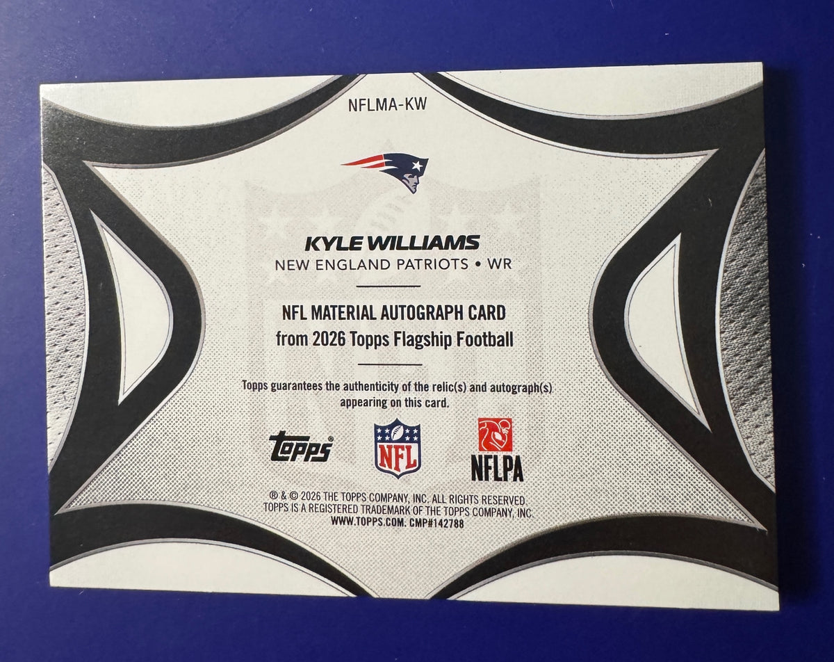 Topps 2026 Topps Flagship Kyle Williams #NFLMA-KW NFL Materials Autographs