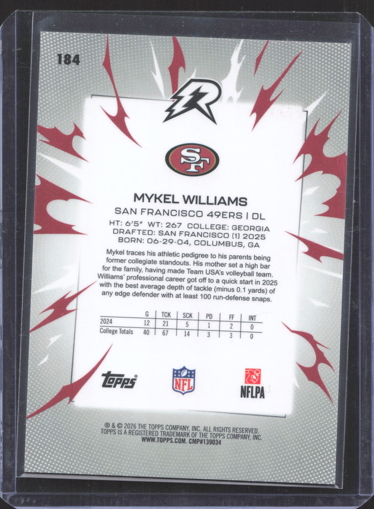 Topps 2025 Topps Resurgence Mykel Williams #184