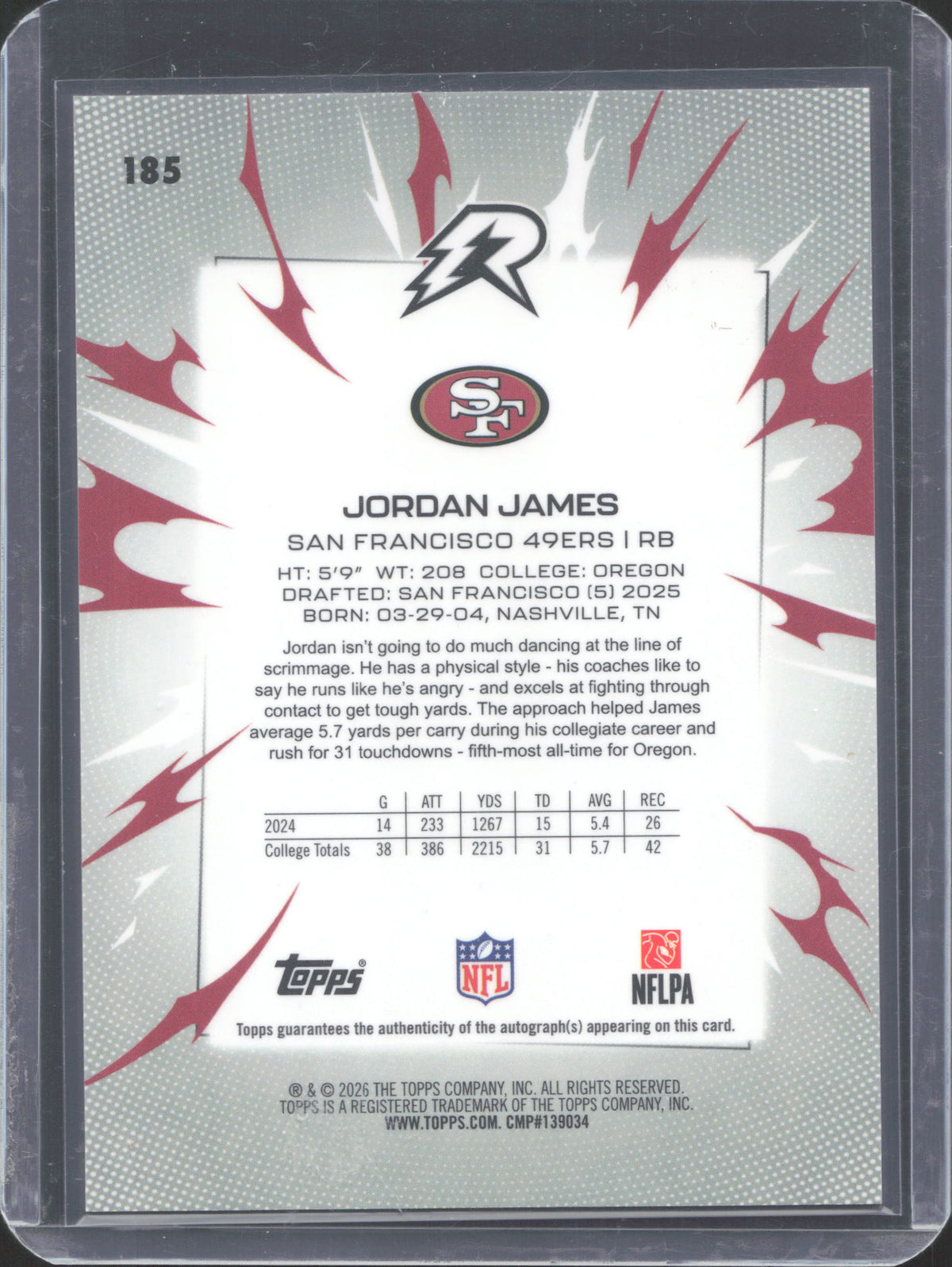 Topps 2025 Topps Resurgence Jordan James #185 Signatures Black & White Refractor