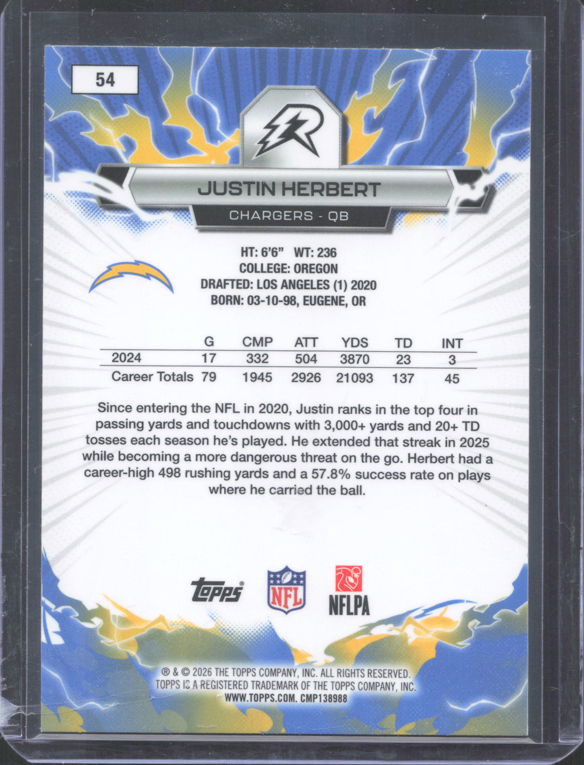 Topps 2025 Topps Resurgence Justin Herbert #54
