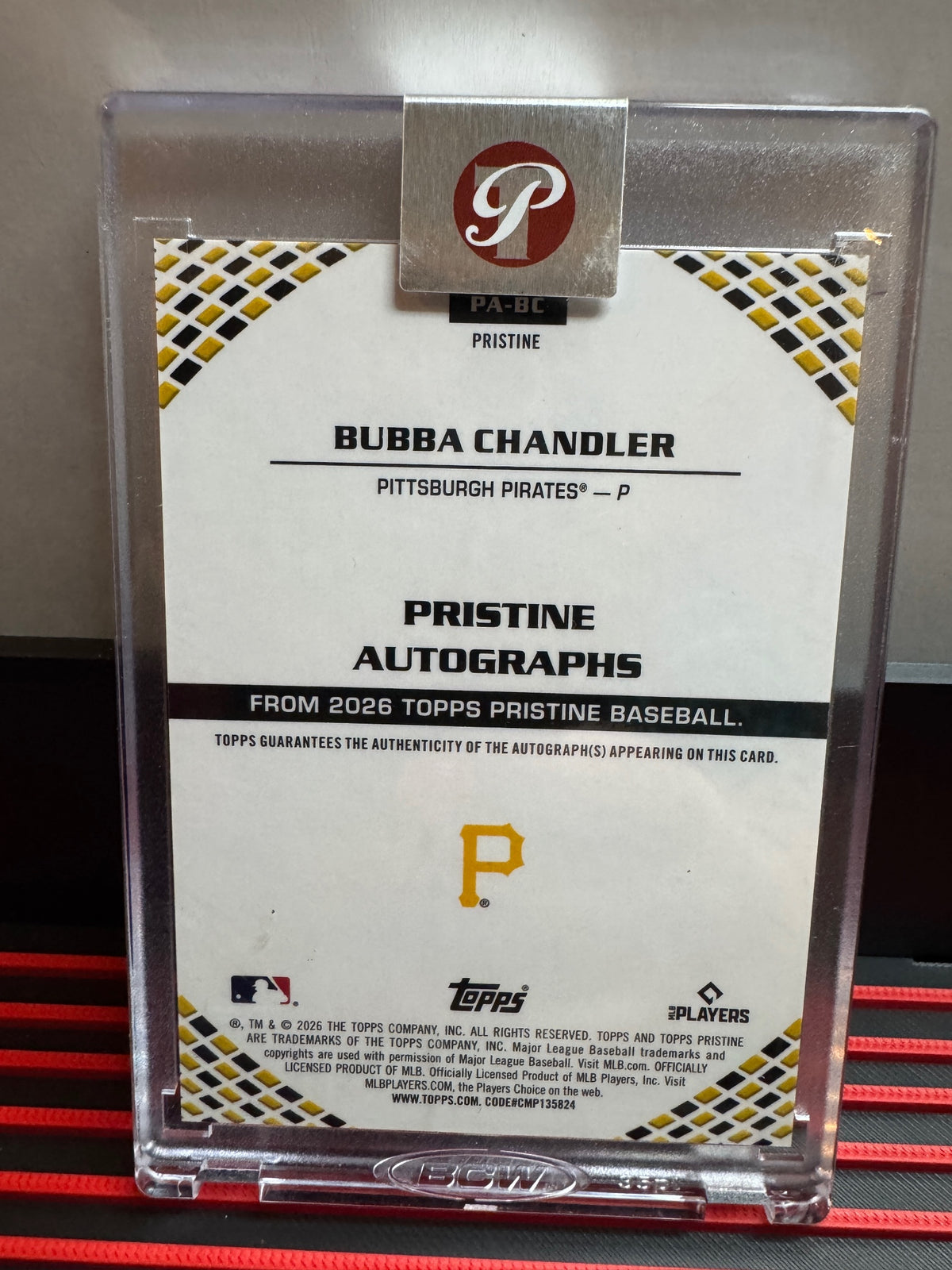 2026 Topps Pristine Bubba Chandler #PA-BC Pristine Encased Auto Purple /99