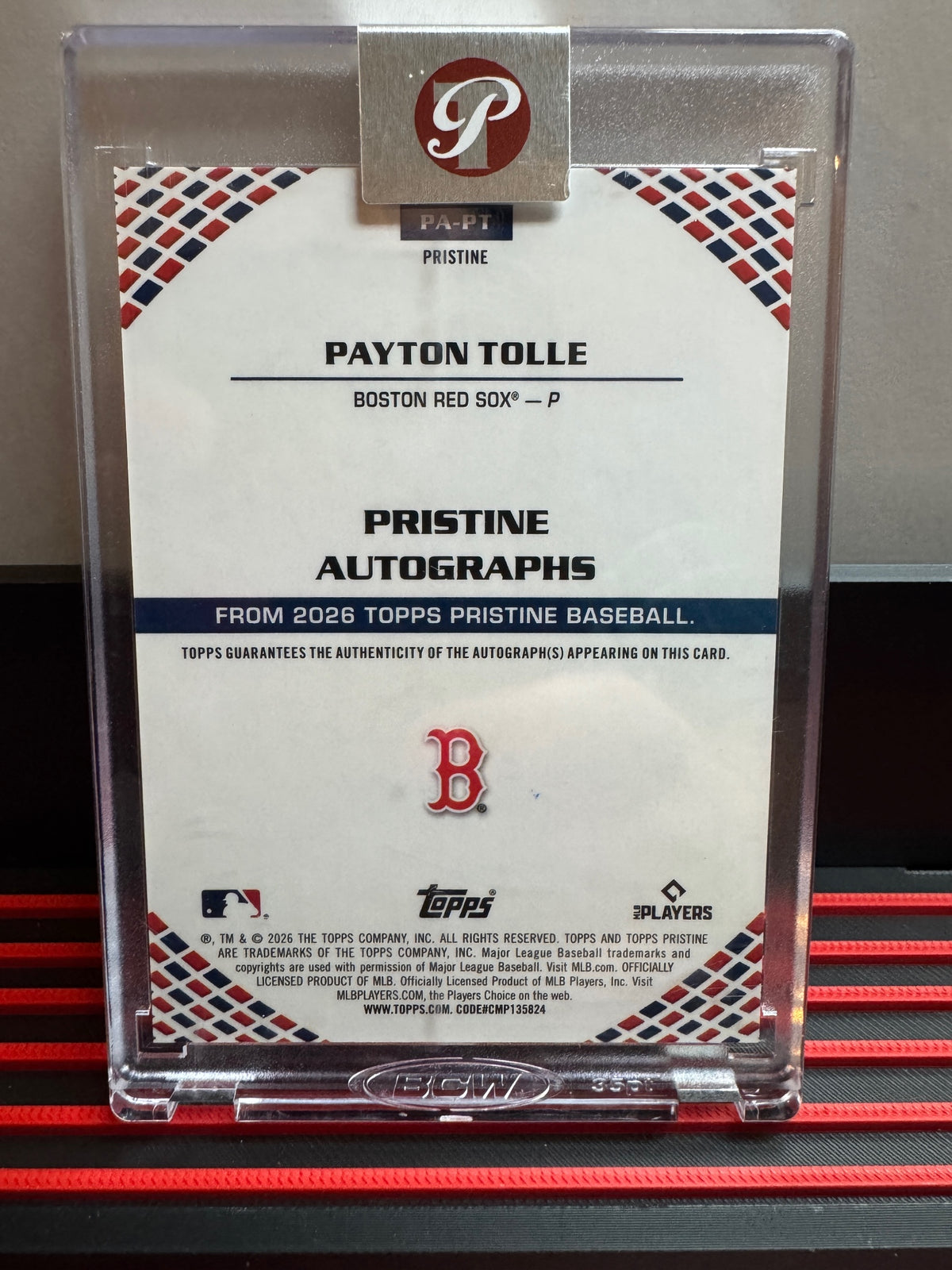 2026 Topps Pristine Payton Tolle #PA-PT Pristine Encased Autographs