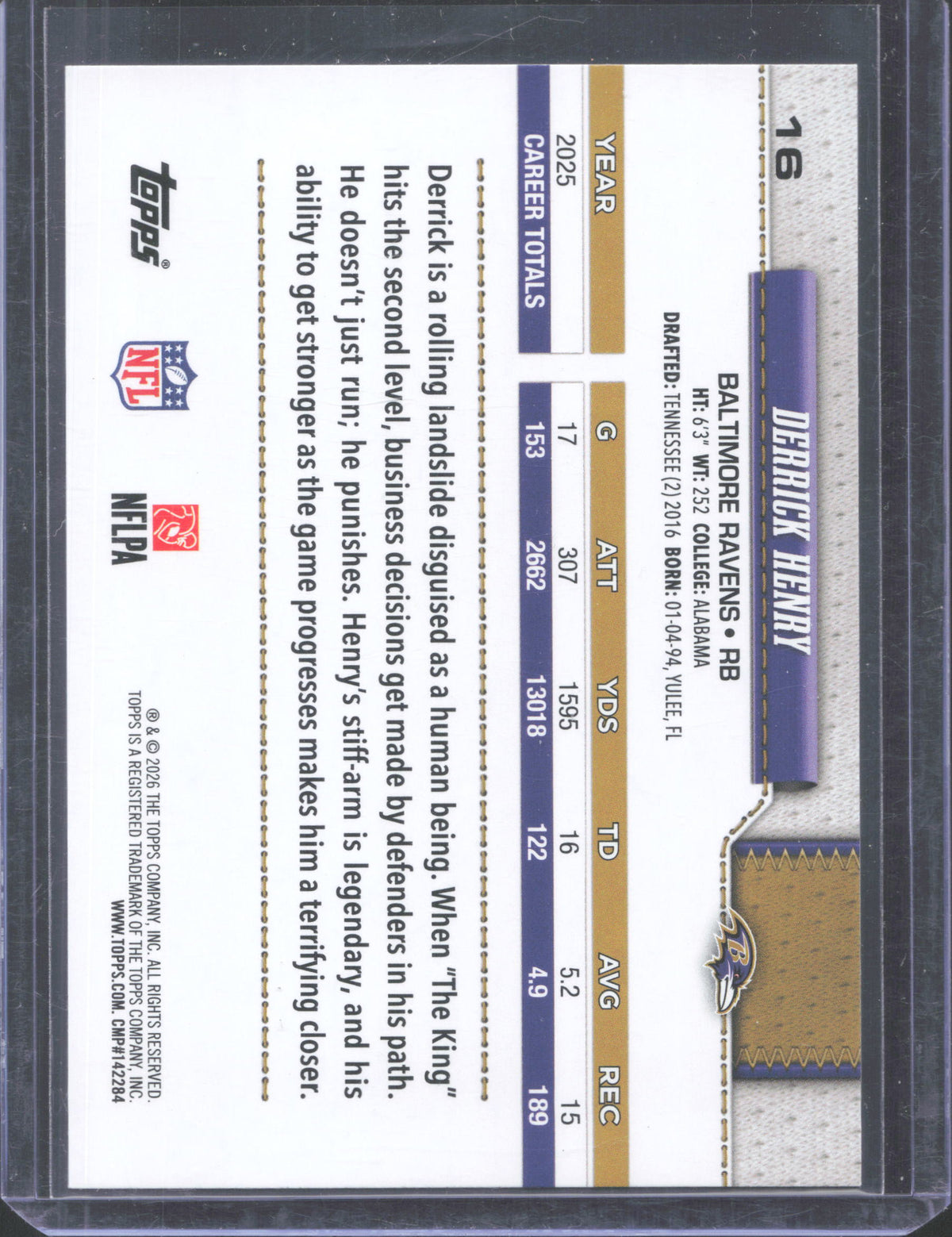 2026 Topps Flagship Derrick Henry #16 Topps Logo Foilboard