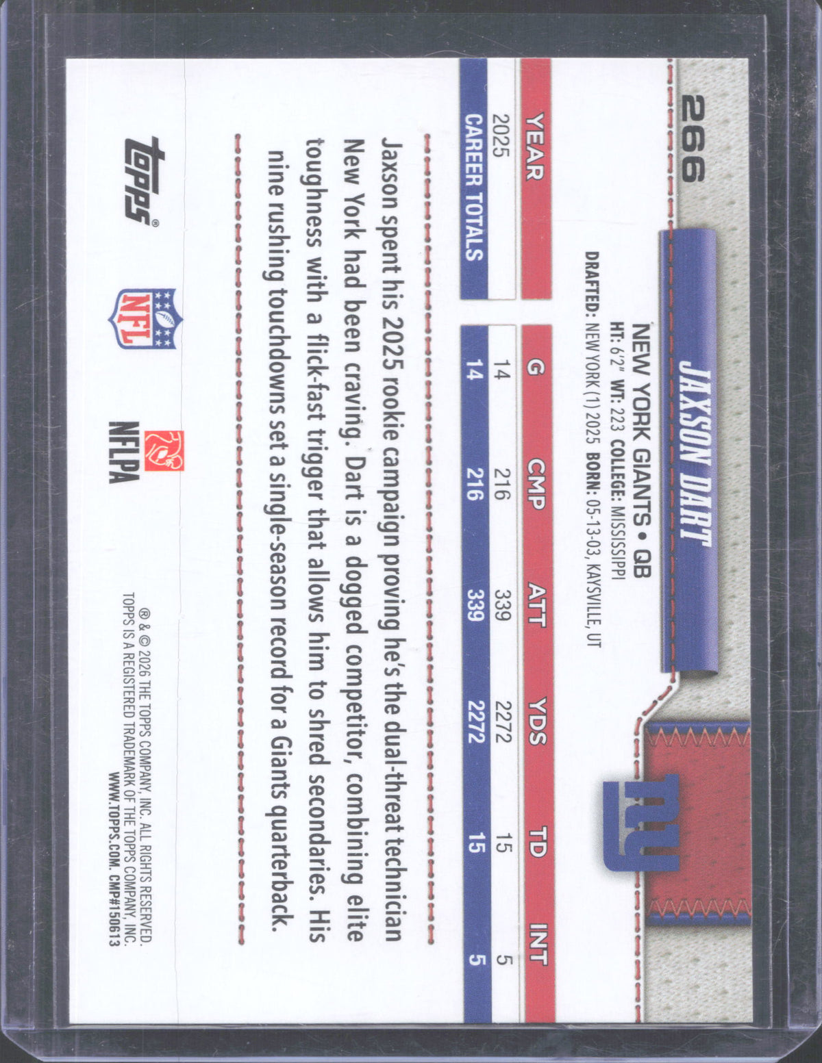 2026 Topps Flagship Jaxson Dart #266