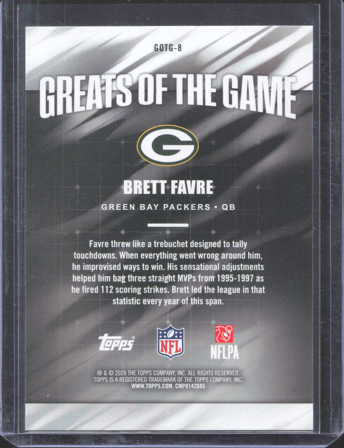 2026 Topps Flagship Brett Favre #GOTG-8 Greats Of The Game