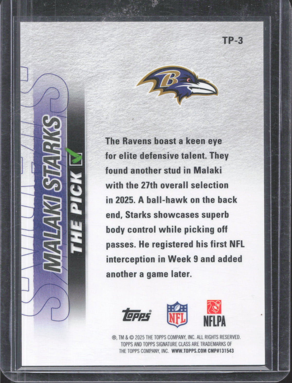 2025 Topps Signature Class Malaki Starks #TP-3 The Pick Red /25
