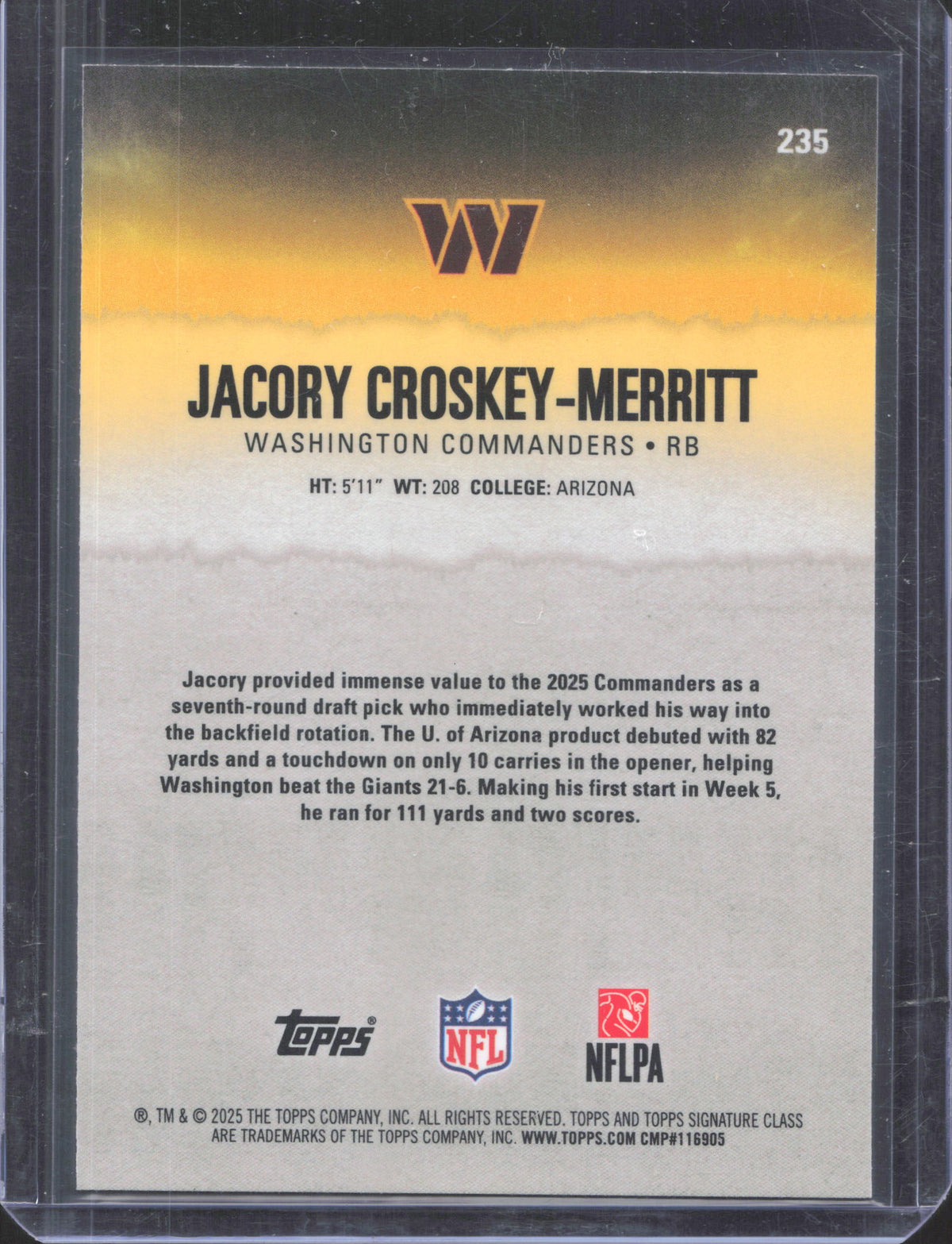 2025 Topps Signature Class Jacory Croskey-Merritt #235