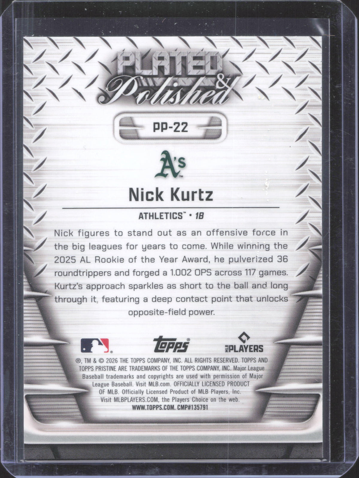 2026 Topps Pristine Nick Kurtz #PP-22 Plated And Polished