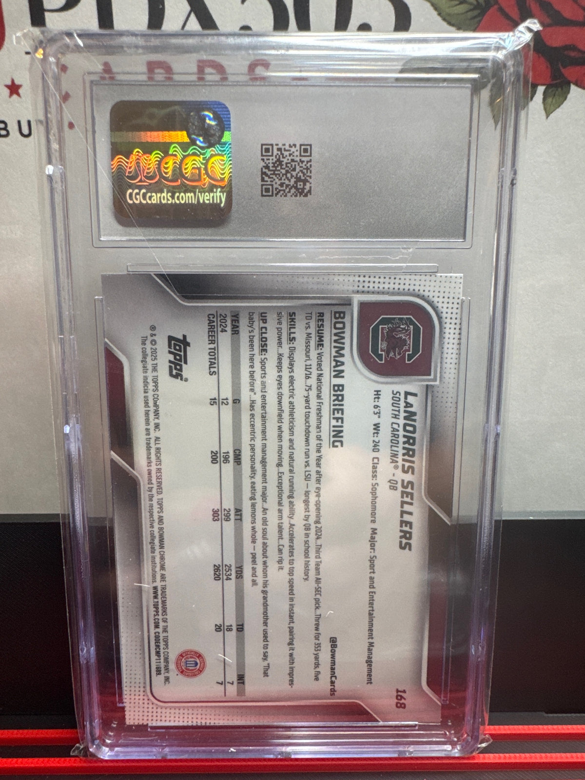 2025 Bowman University Chrome LaNorris Sellers #168 CGC 10