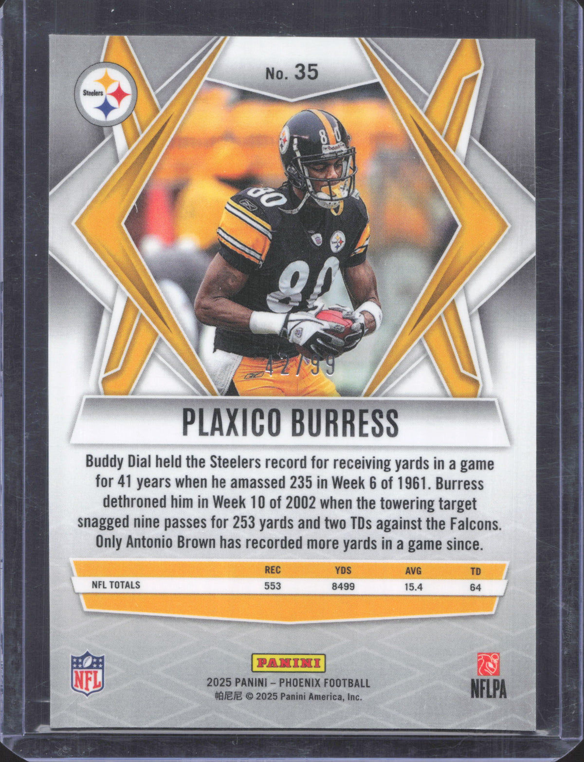 2025 Panini Phoenix Plaxico Burress #35 Red Prizm 42/99