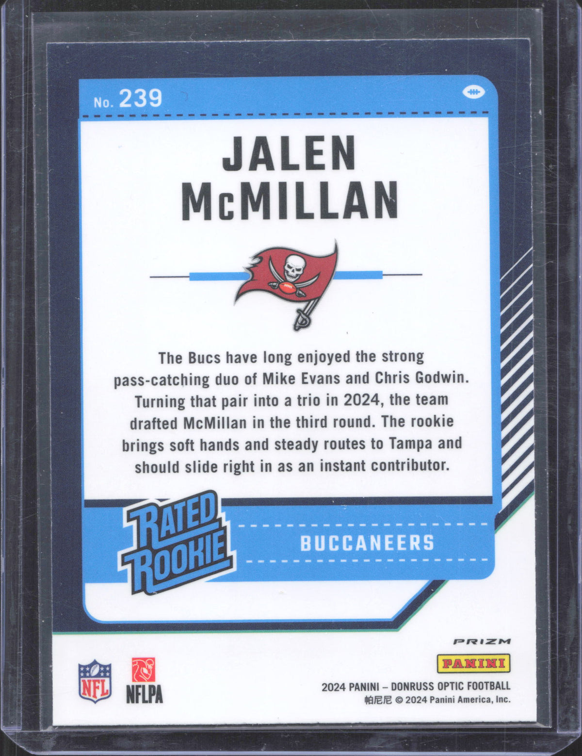 2024 Donruss Optic Jalen McMillan #239 Blue Hyper