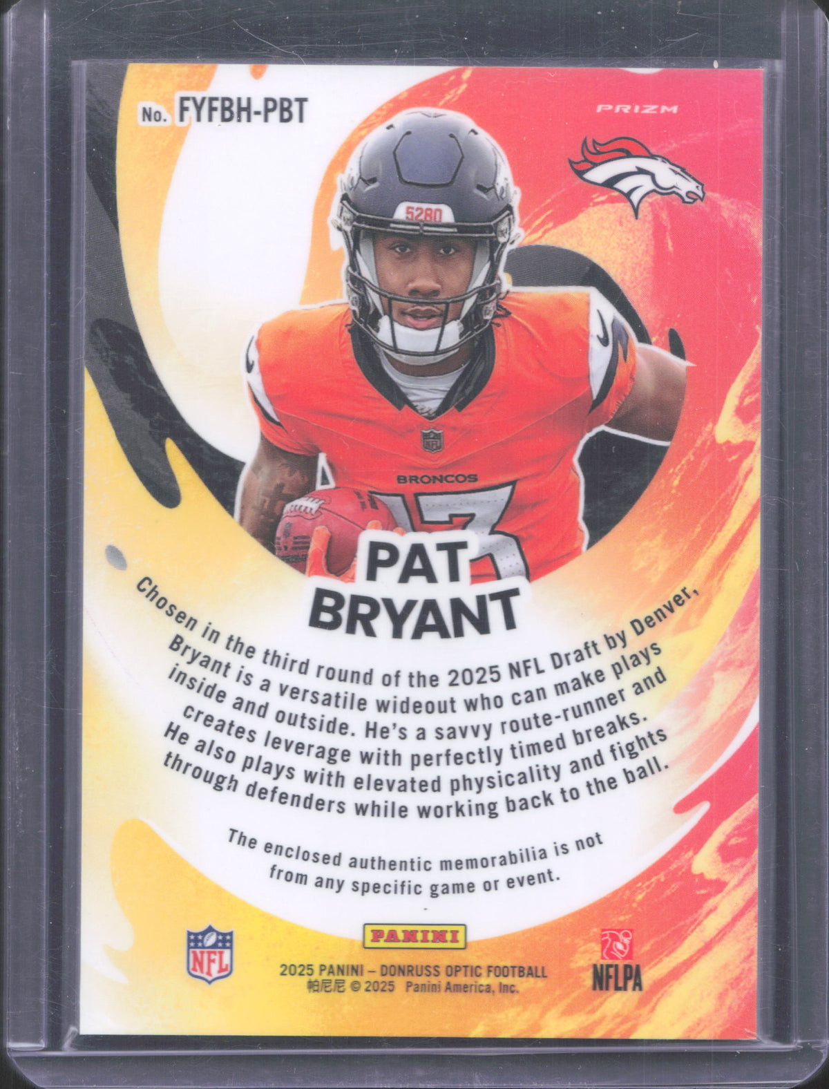 2025 Donruss Optic Pat Bryant #FYFBH-PBT First Year Fresh Blue Hyper