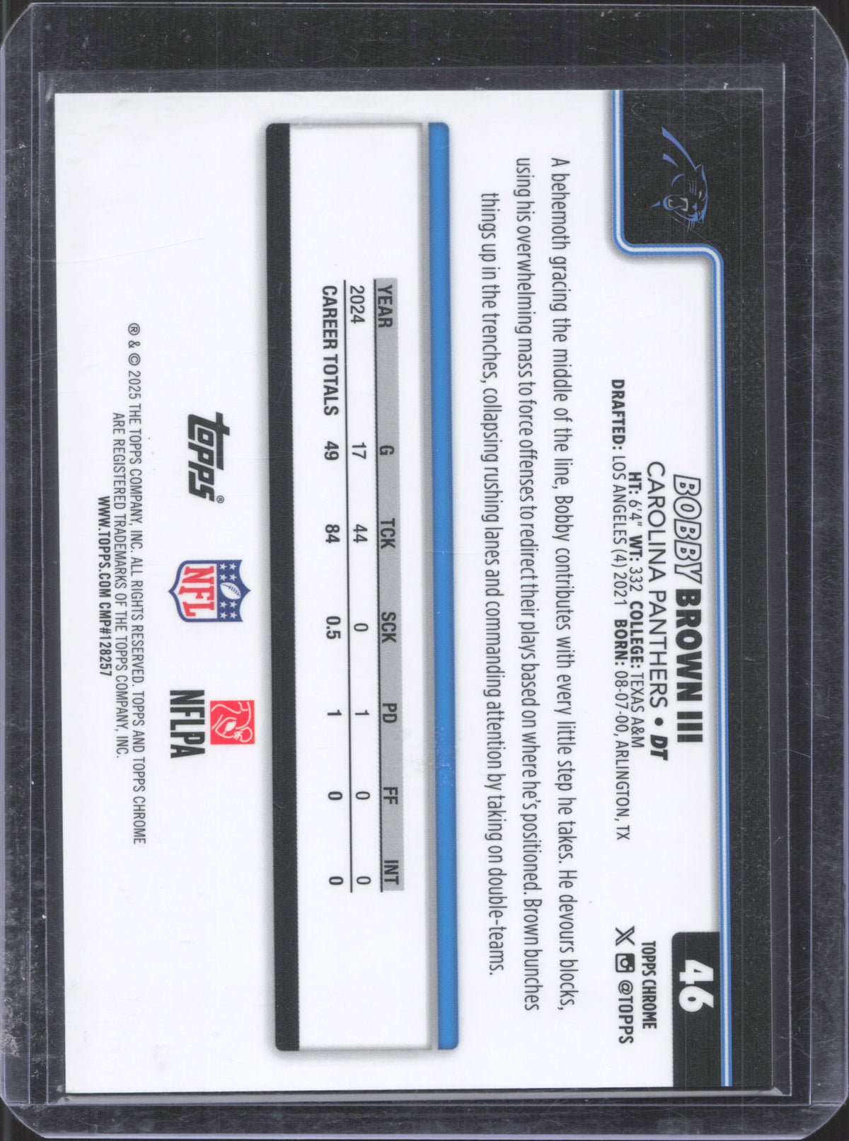 2025 Topps Chrome Bobby Brown III #46 Gold Wave Refractor 23/50