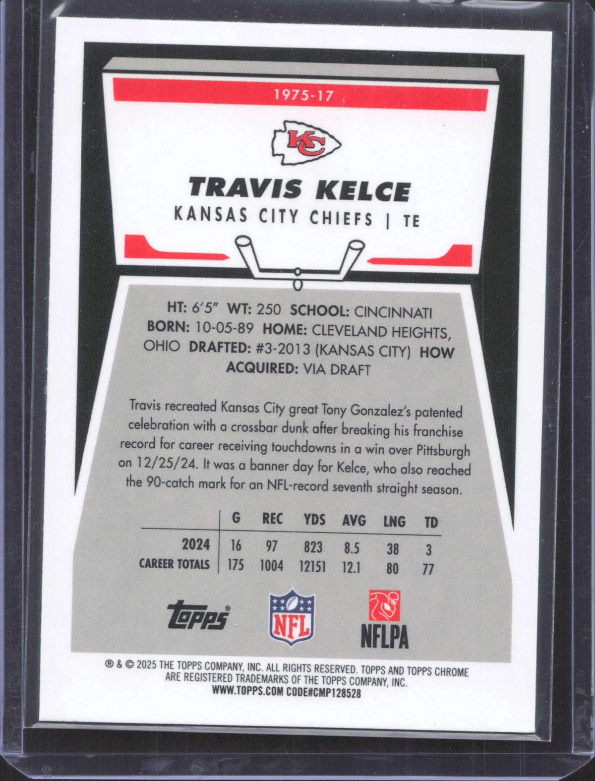 2025 Topps Chrome Travis Kelce #1975-17 1975 Topps