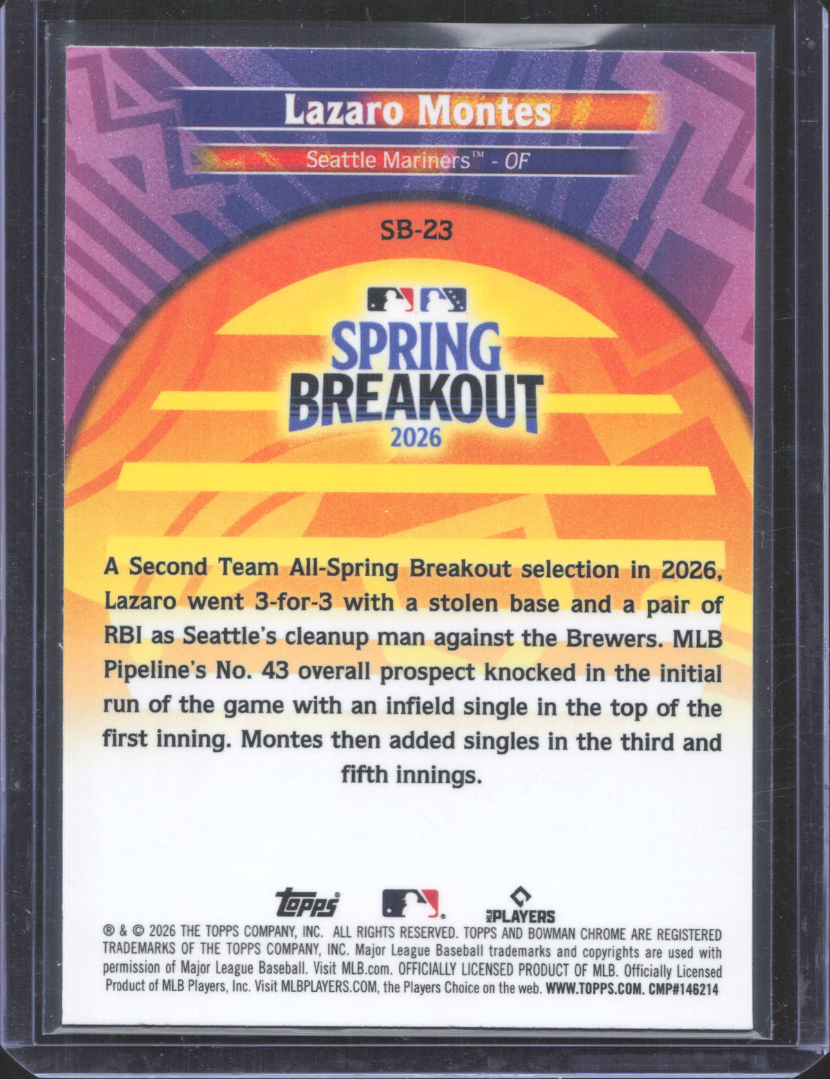 2026 Bowman Chrome Lazaro Montes Mojo Spring Breakout SB-23
