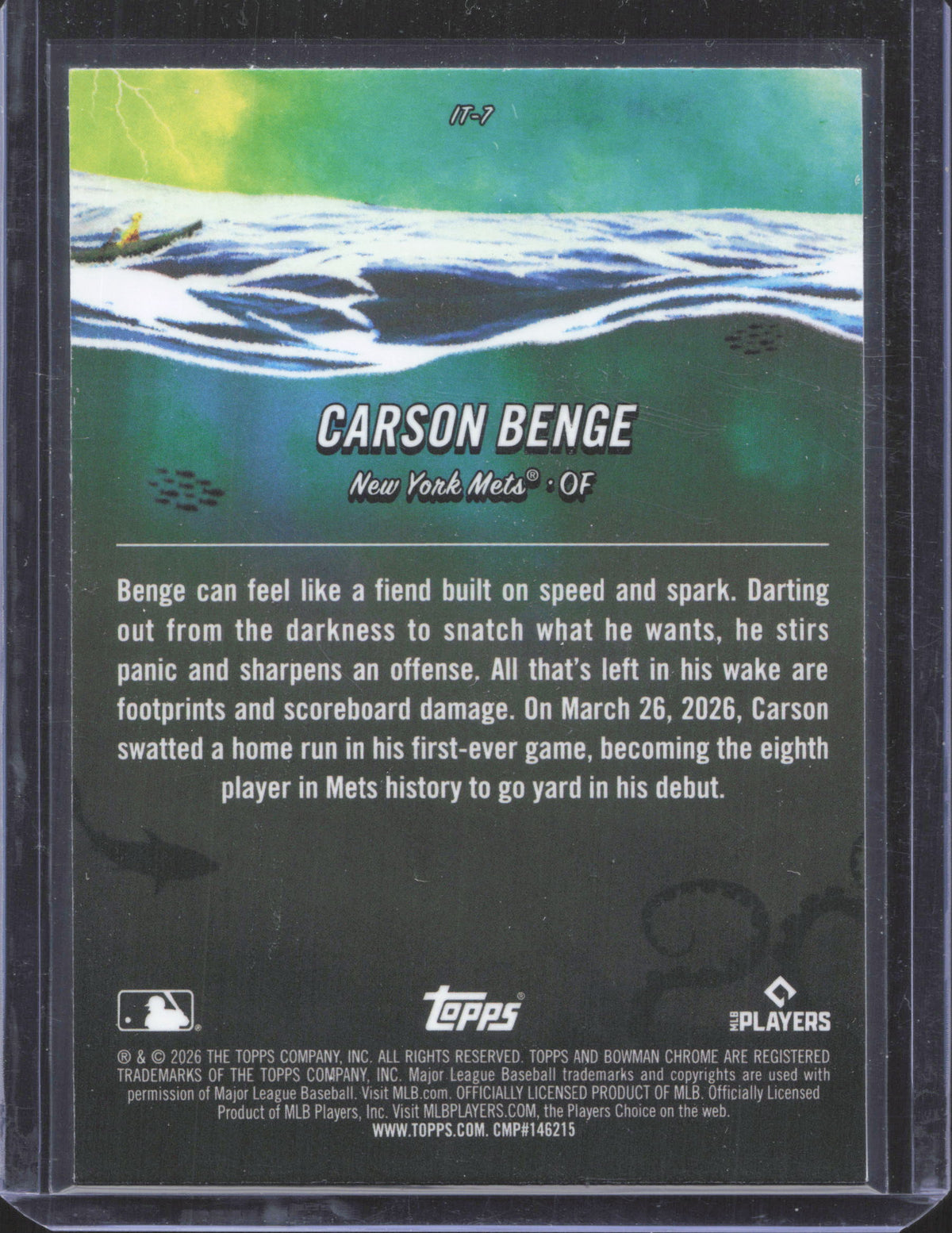 2026 Bowman Chrome Carson Benge #IT-7 It Came to the League