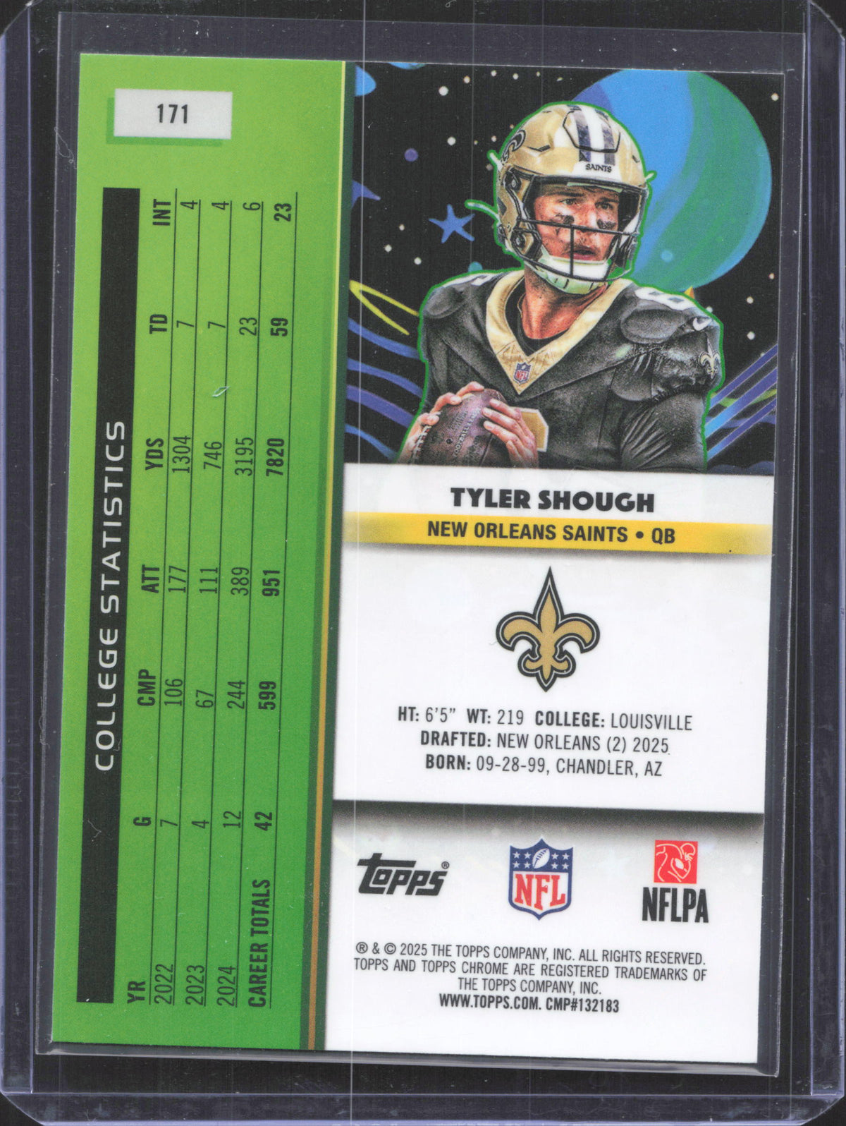 2025 Topps Chrome Cosmic Tyler Shough #171