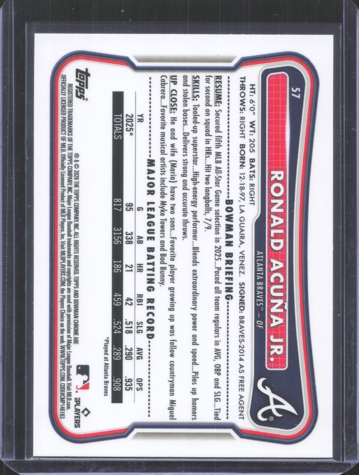 2026 Bowman Chrome Ronald Acuña Jr. #57