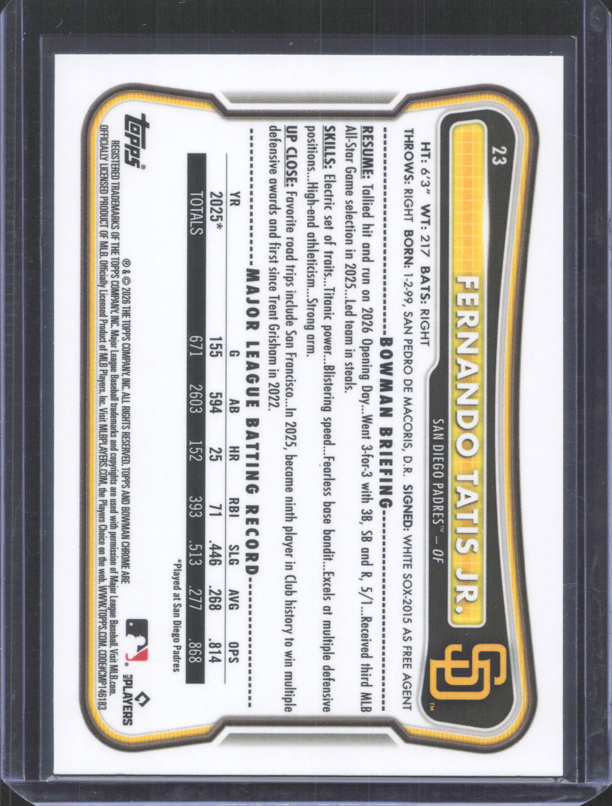 2026 Bowman Chrome Fernando Tatis Jr. #23