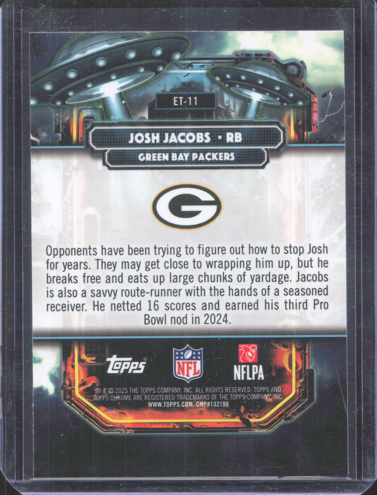 2025 Topps Chrome Cosmic Josh Jacobs #ET-11 Extraterrestrial Talent