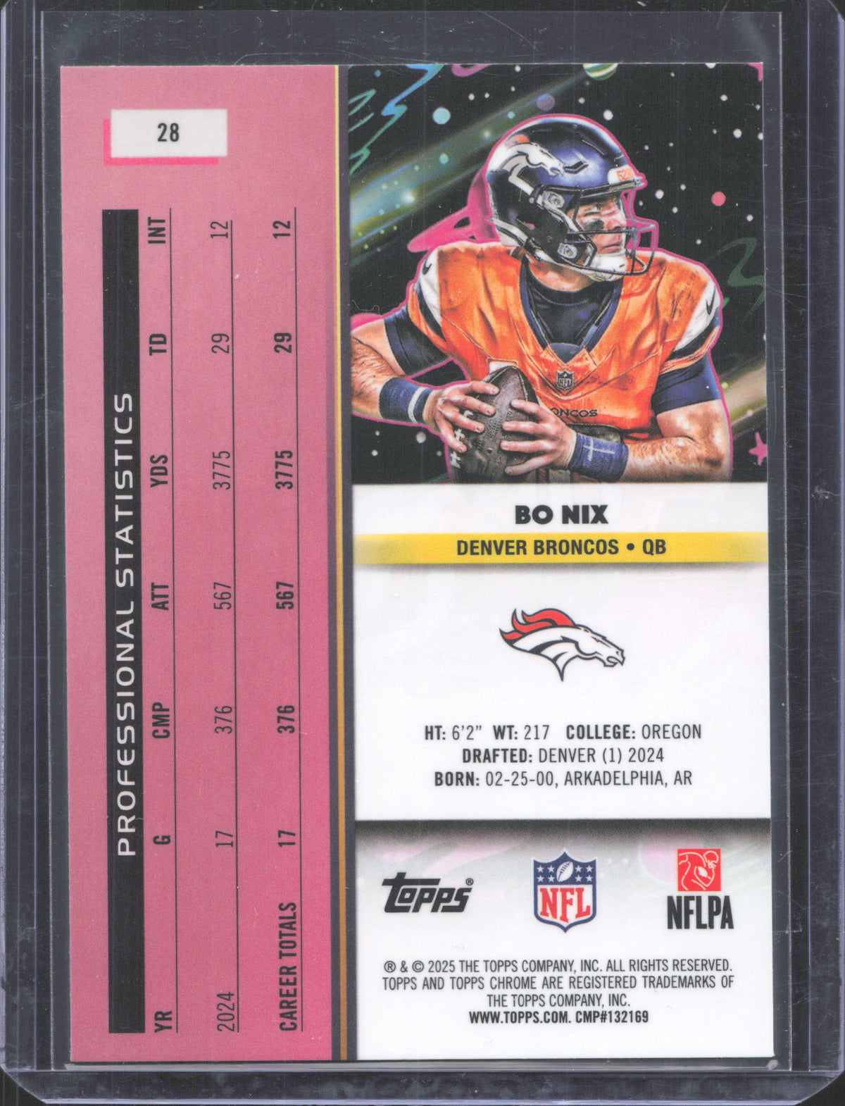 2025 Topps Chrome Cosmic Bo Nix #28
