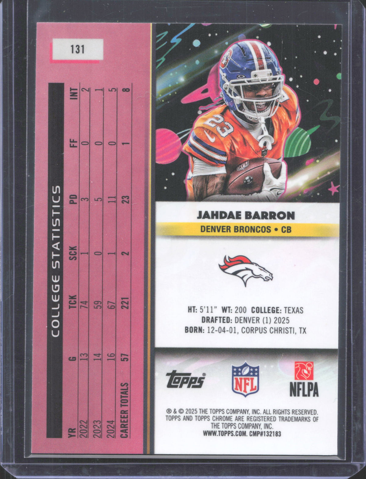 2025 Topps Chrome Cosmic Jahdae Barron #131 White Hole Refractor