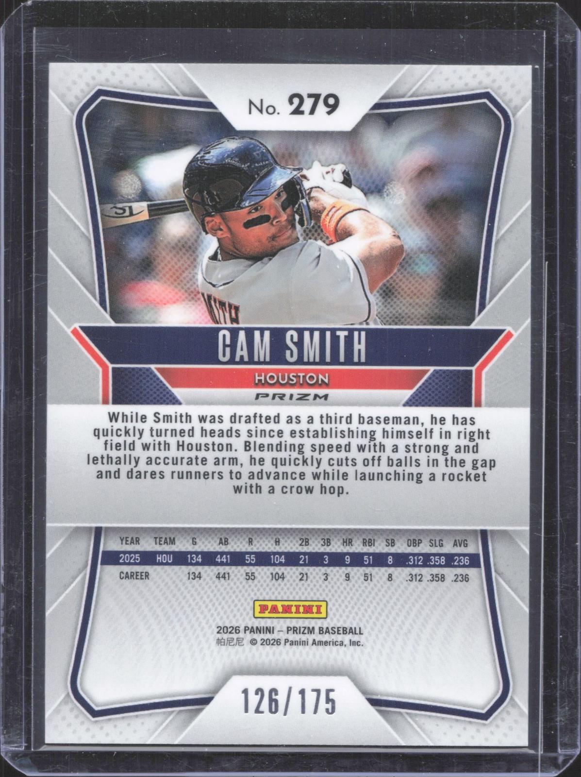 2026 Panini Prizm Cam Smith #279 Hyper Prizm 126/175