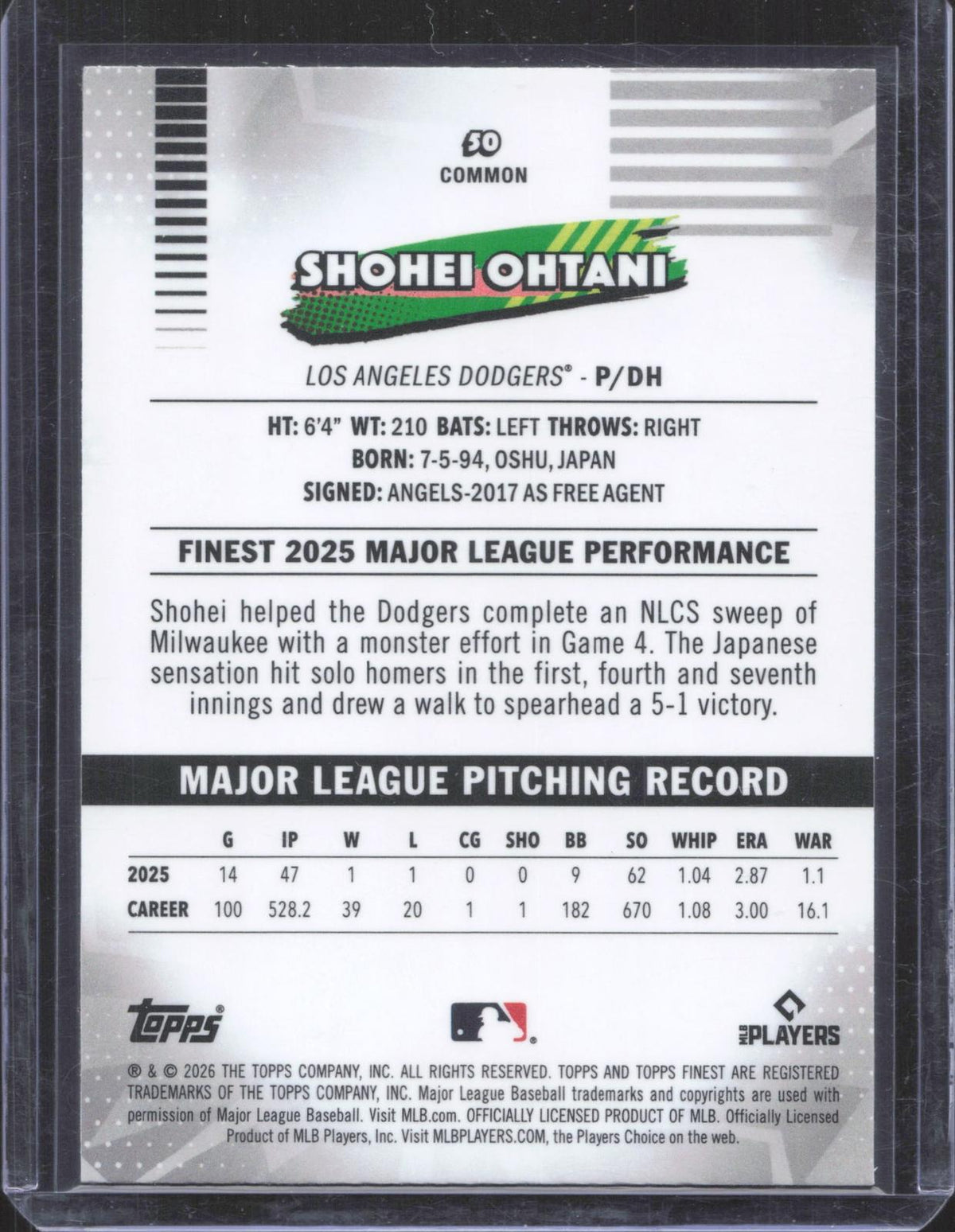 2026 Finest Shohei Ohtani #50