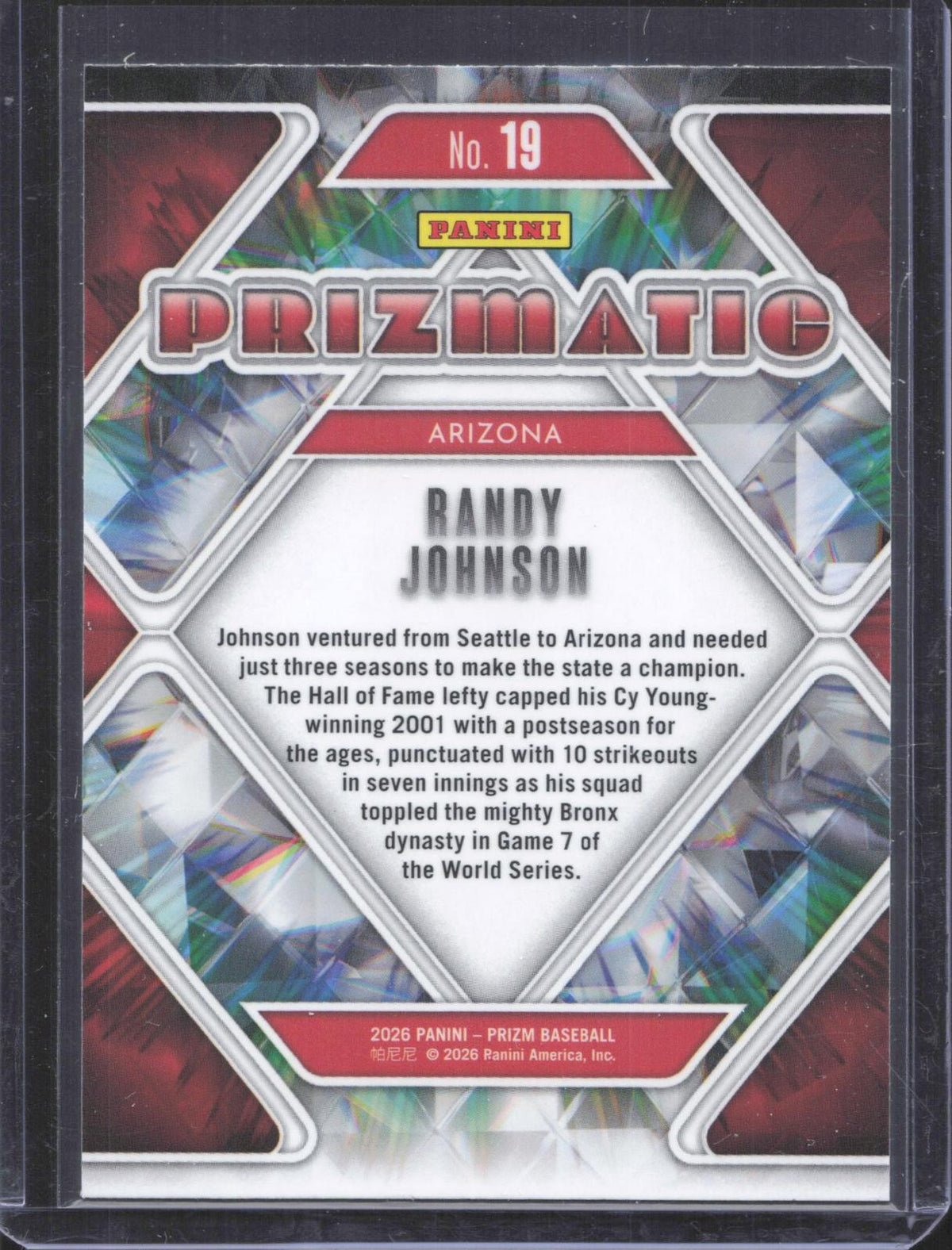 Panini 2026 Panini Prizm Randy Johnson #19 Prizmatic