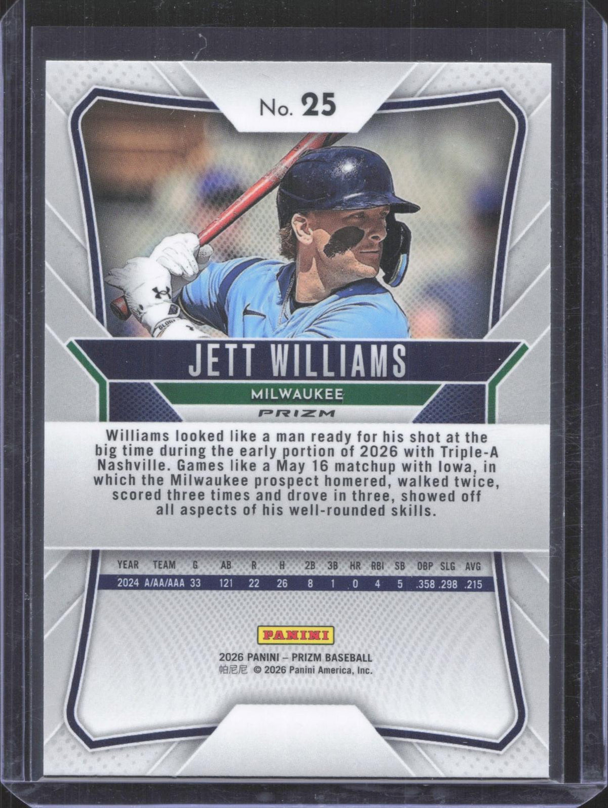 Panini 2026 Panini Prizm Jett Williams #25