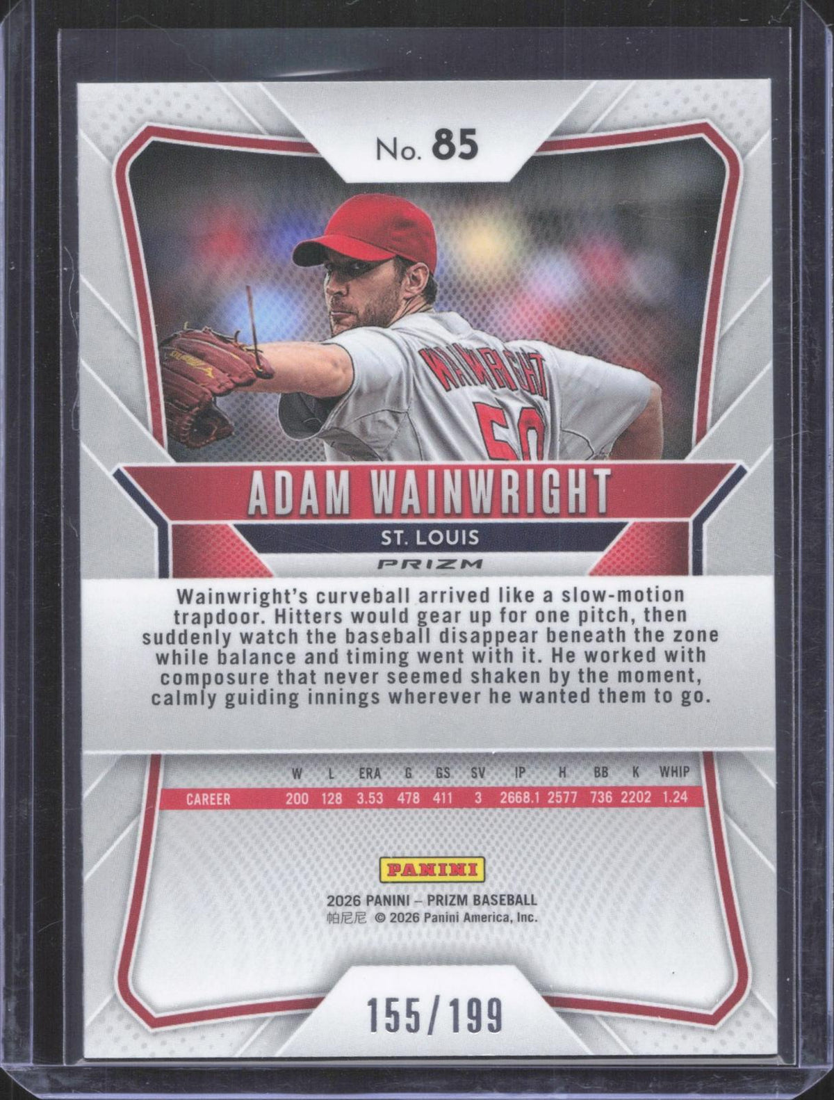 Prizm 2026 Panini Prizm Adam Wainwright #85 Blue Prizm