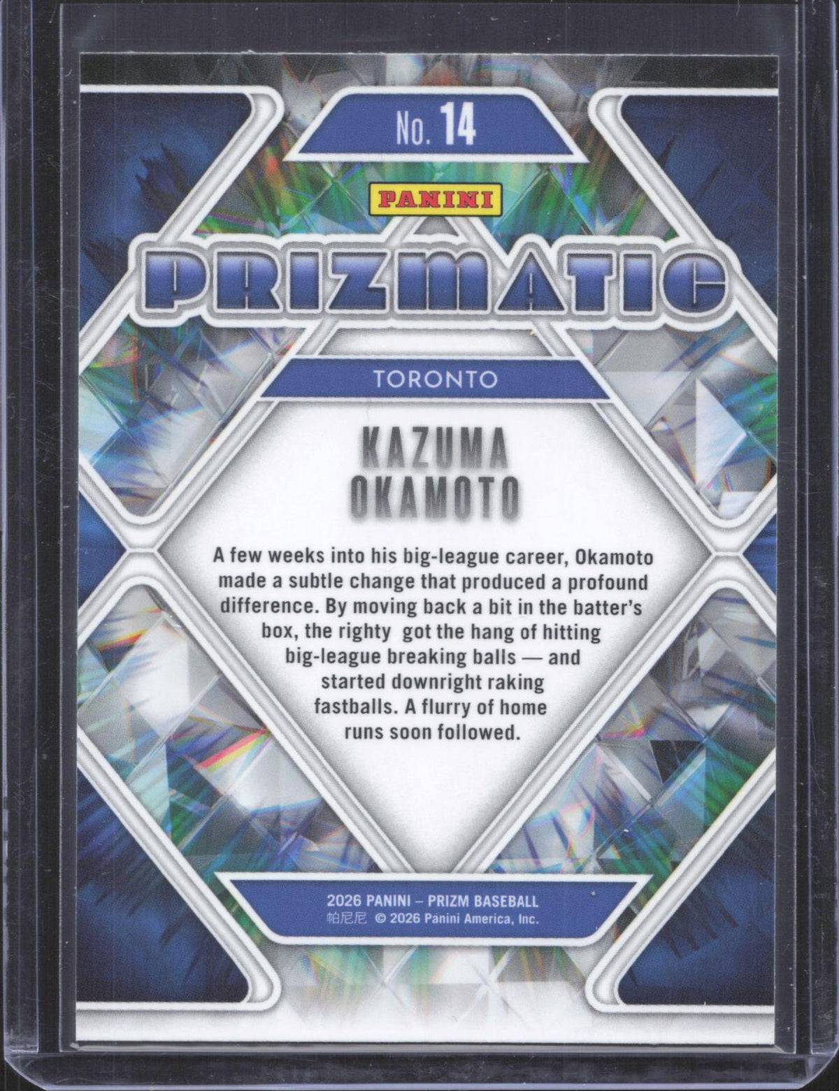 Prizm 2026 Panini Prizm Kazuma Okamoto #14 Prizmatic