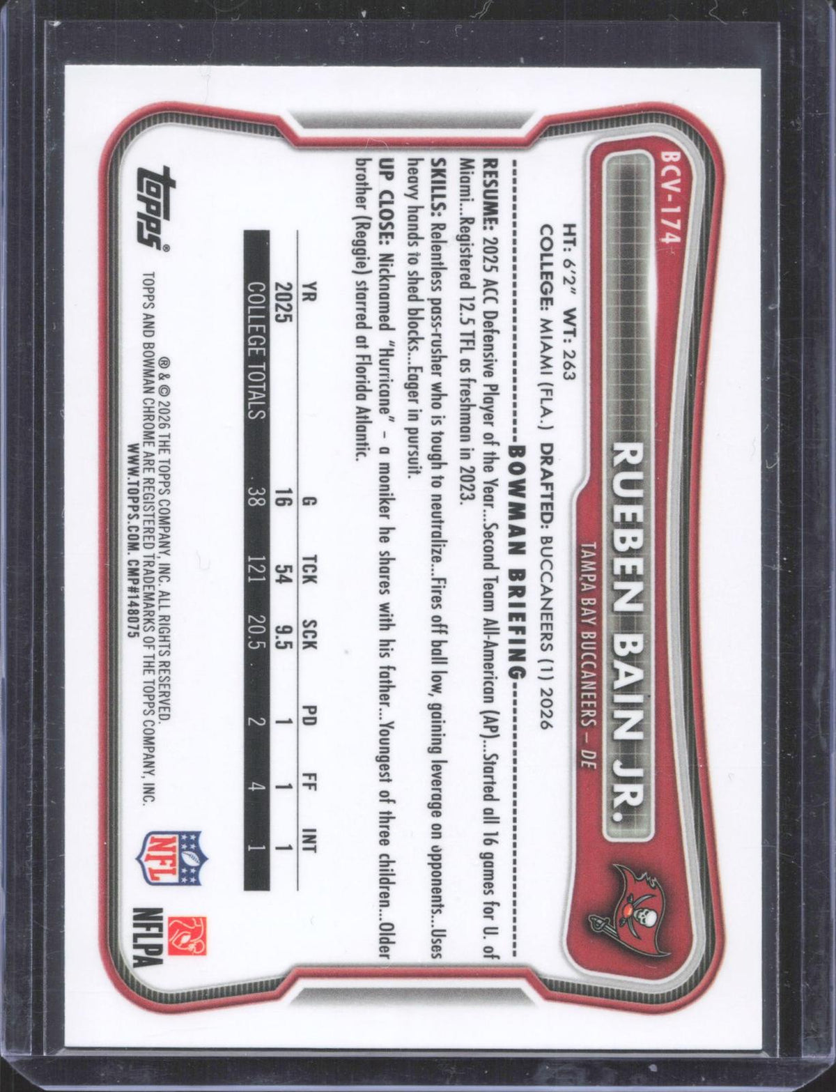 BCV-174 2026 Bowman FOotball Rueben Bain Jr Mojo