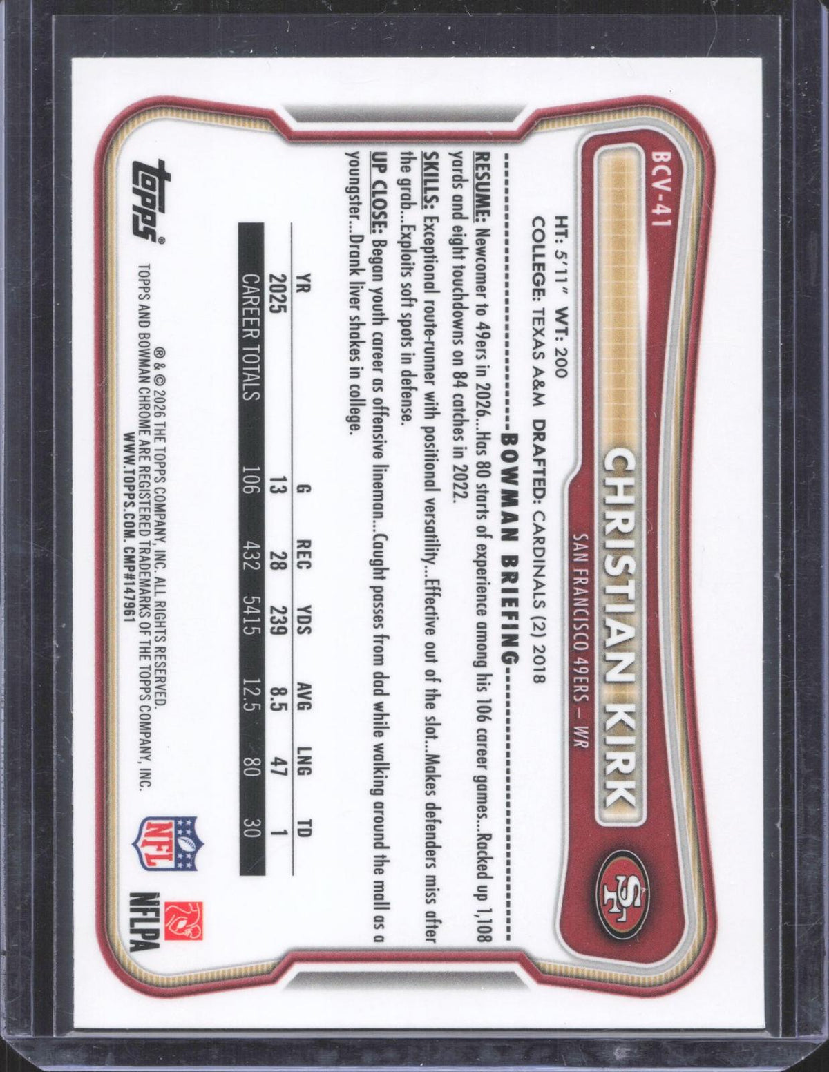 #BCV-41 2026 Bowman Football Christian Kirk