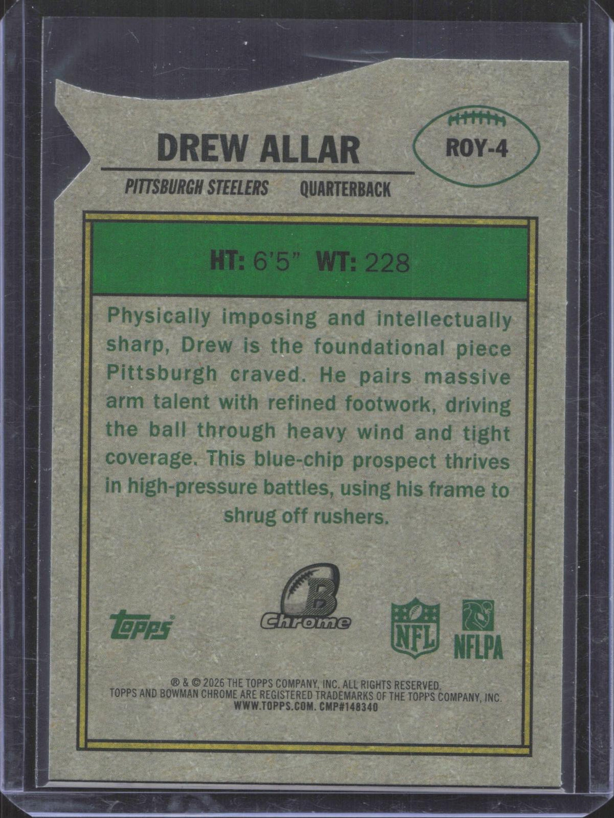 Bowman 2026 Bowman Drew Allar #ROY-4 Rookie of the Year Favorites