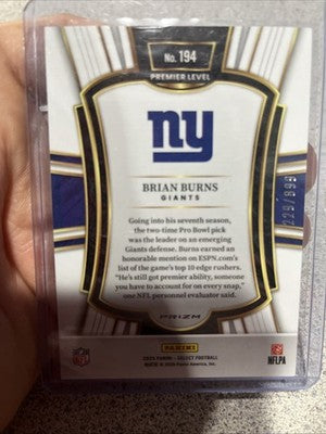 2025 Select Football Copper Prizm Shock Brian Burns New York Giants /899