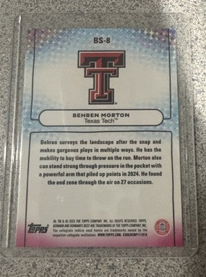 Behren Morton Showpieces Rookie 2025 Bowman's Best U Card #BS-8 Texas Tech