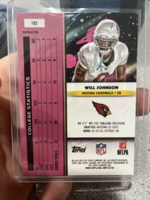 2025 Topps Cosmic Chrome Will Johnson RC Refractor #102 CARDINALS