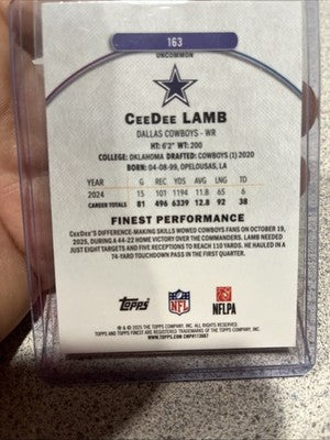 Topps Finest 2025 CeeDee Lamb #163 Dallas Cowboys Uncommon Refractor