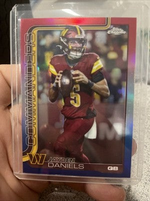 2025 Topps Chrome - Jayden Daniels #295 Red White & Blue Refractor
