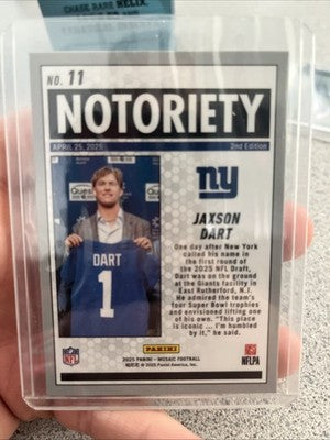 2025 Panini Mosaic Jaxson Dart RC #11 Notoriety Silver Mosaic