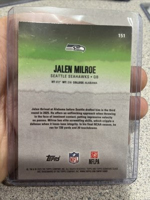 2025 Topps Signature Class Jalen Milroe Chrome RC Pandora Refractor Seahawks