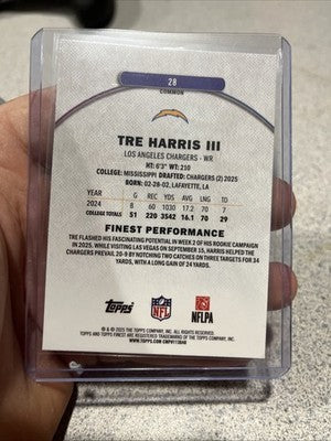 2025 Topps Finest #28 Tre Harris III X Fractor (RC)
