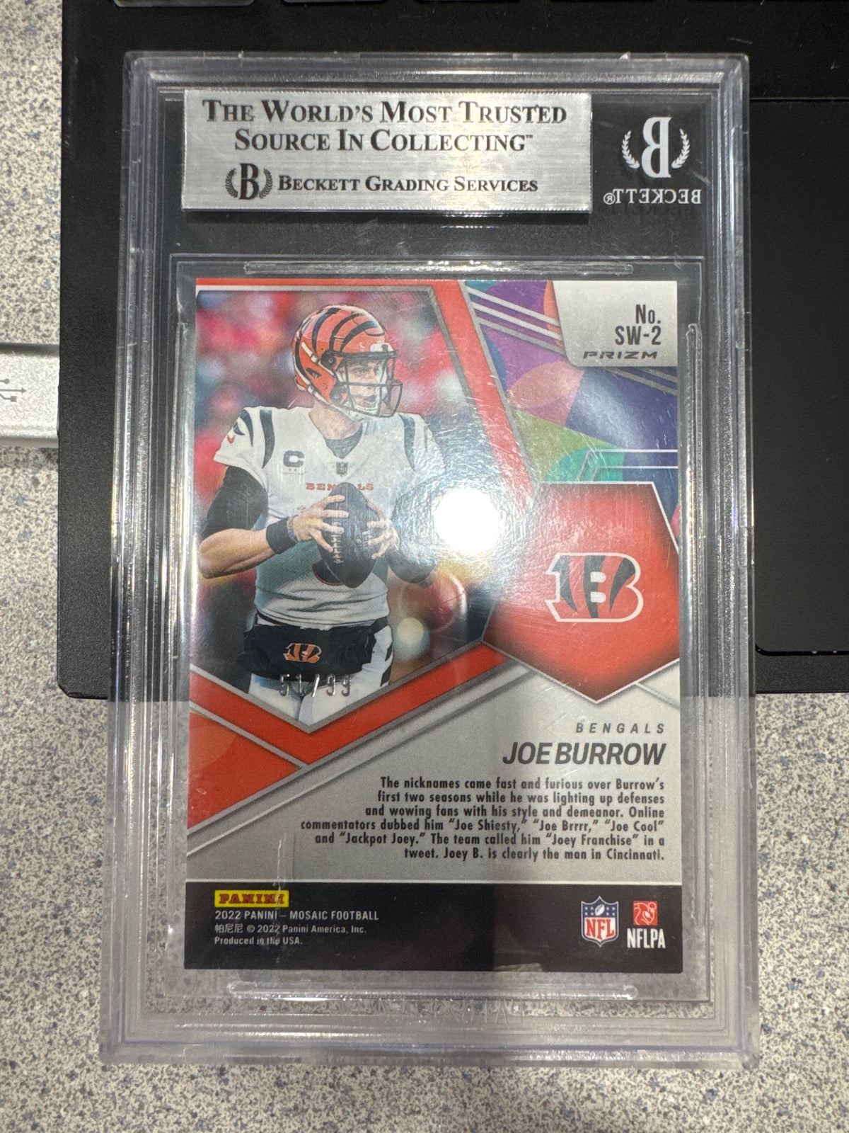 2022 Panini Mosaic #SW-2 Joe Burrow Swagger Mosaic Blue BGS 9 #/99
