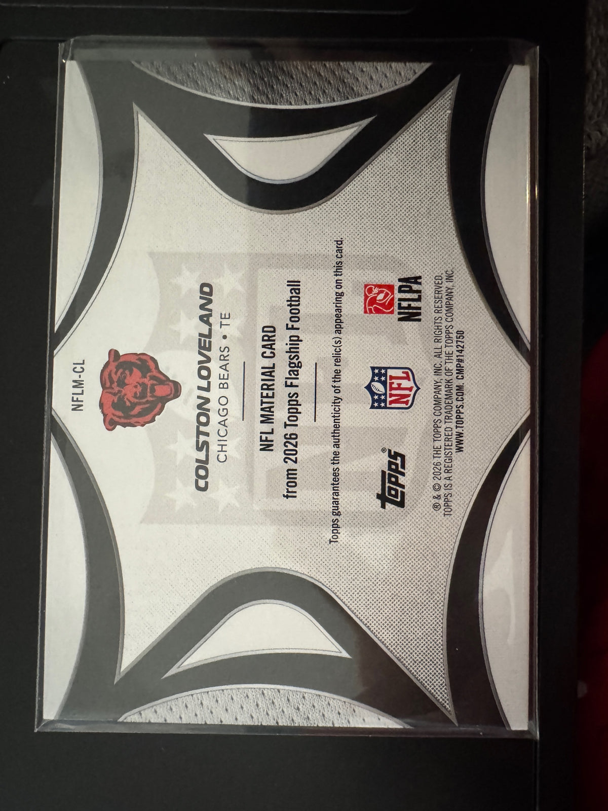 Topps 2026 Topps Flagship Colston Loveland #NFLM-CL NFL Materials