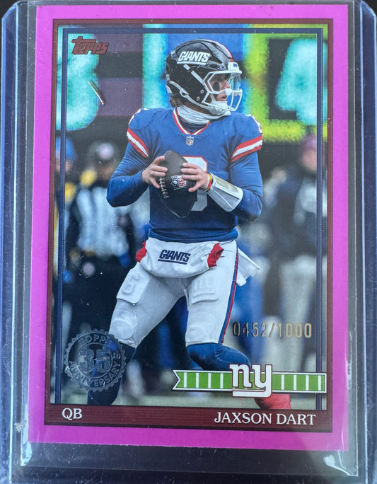 Topps 2026 Topps Flagship Jaxson Dart #91TF-33 Pink 1991 Topps Football
