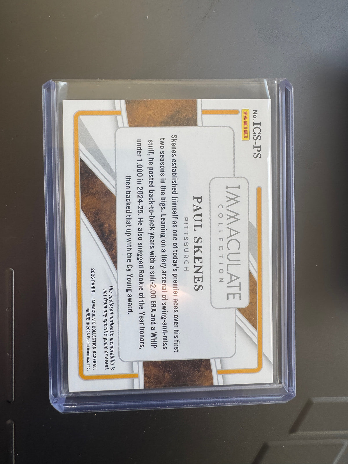 2026 Panini Immaculate Collection Paul Skenes #ICS-PSCollection Swatches Gold